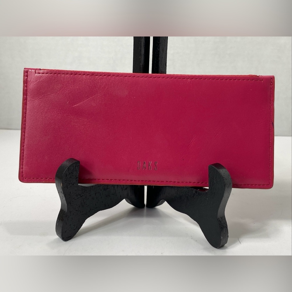 DAKS London PINK LEATHER 6-CREDIT CARD SLOT WALLET INSERT GC